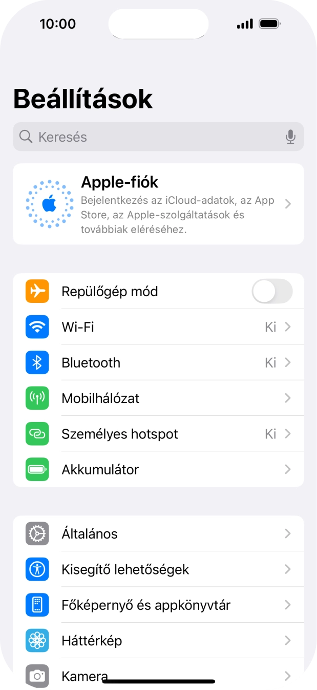 Válaszd az Apple-fiók lehetőséget.