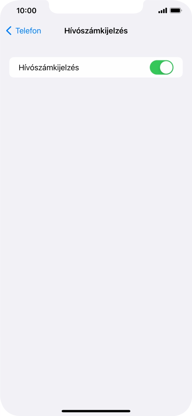 Kattints a „Hívószámkijelzés” melletti csúszkára a funkció be- vagy kikapcsolásához.
