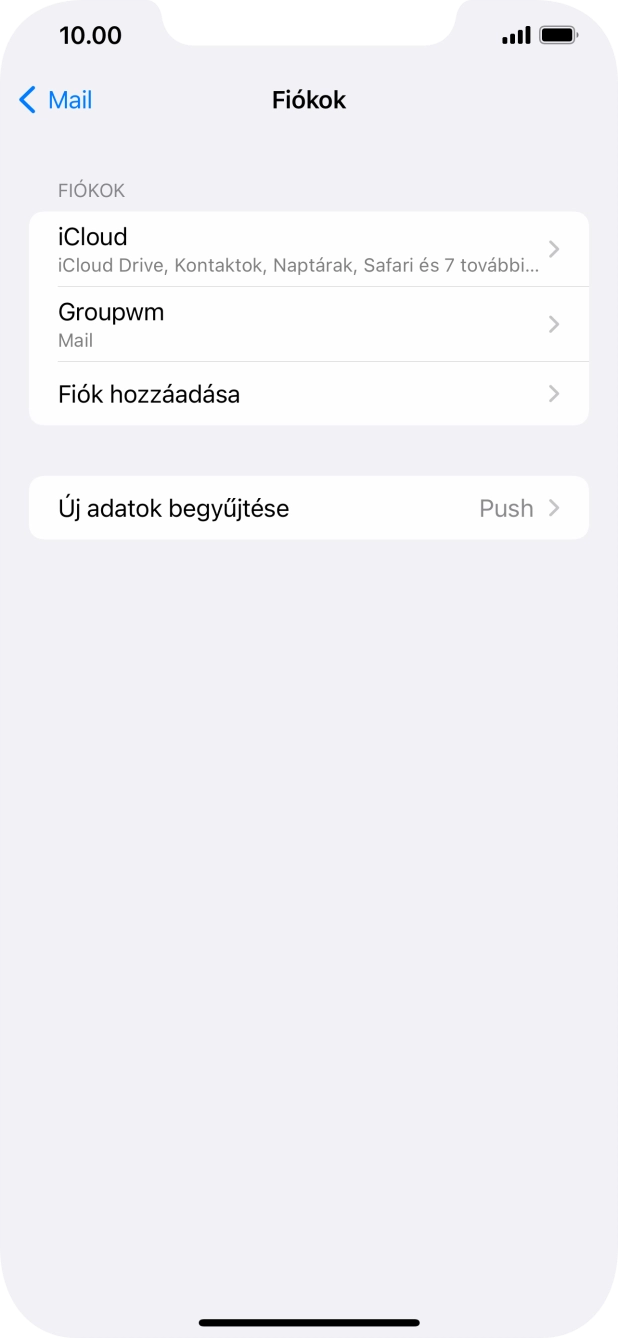 Kattints az imént létrehozott e-mail-fiók nevére.