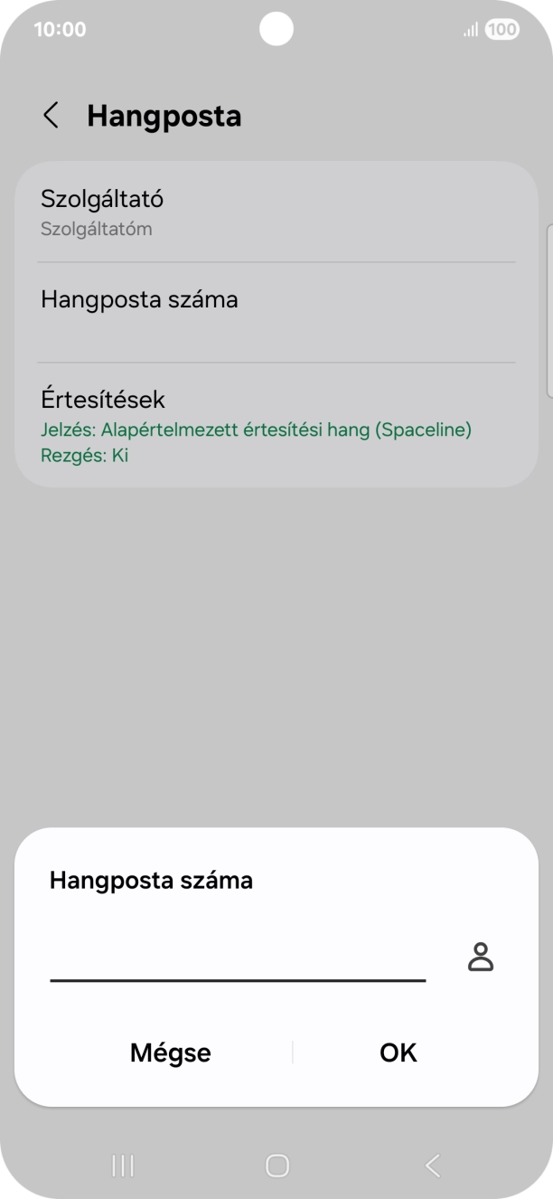 Írd be azt, hogy +36709090999, és válaszd az OK lehetőséget.