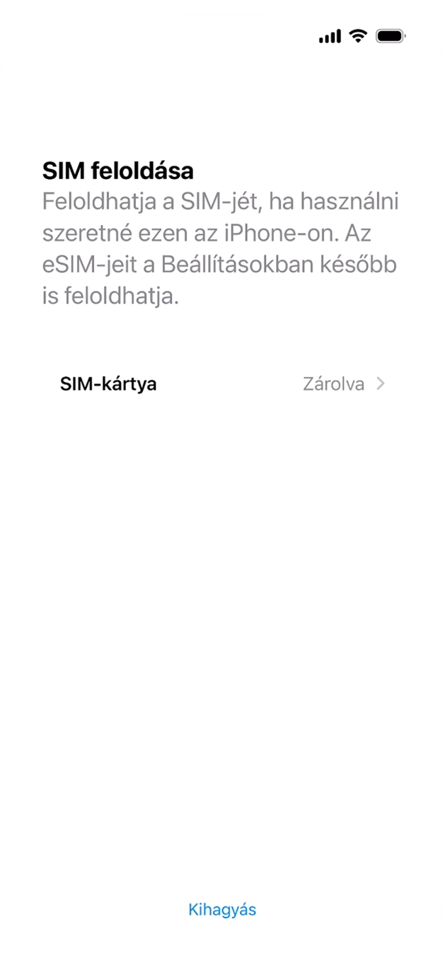 Válaszd a SIM-kártya lehetőséget.