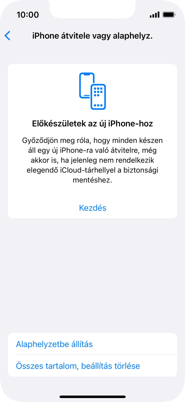 Válaszd az Alaphelyzetbe állítás lehetőséget. Válaszd az Alaphelyzetbe állítás lehetőséget.