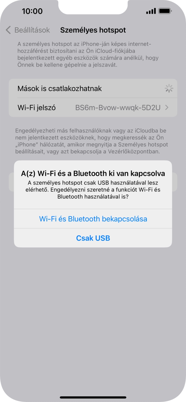 Amennyiben ki van kapcsolva a Wi-Fi, válaszd a Wi-Fi és Bluetooth bekapcsolása lehetőséget.
