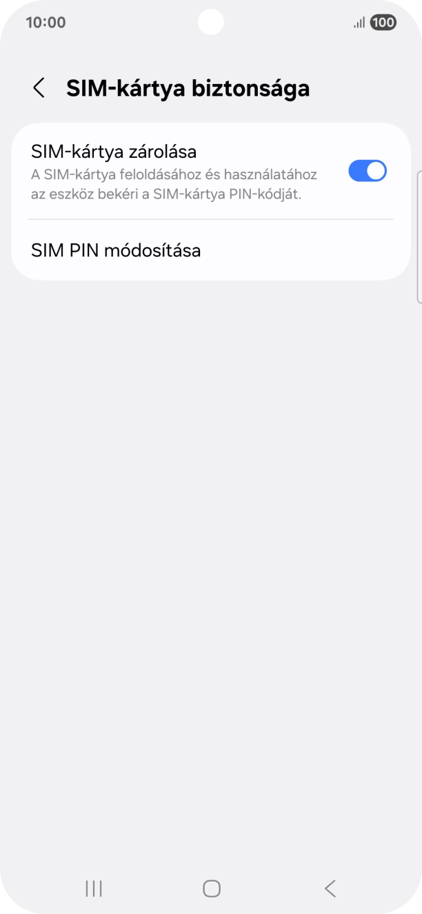 Kattints a „SIM-kártya zárolása” melletti csúszkára a funkció be- vagy kikapcsolásához. Kattints a „SIM-kártya zárolása” melletti csúszkára a funkció be- vagy kikapcsolásához.