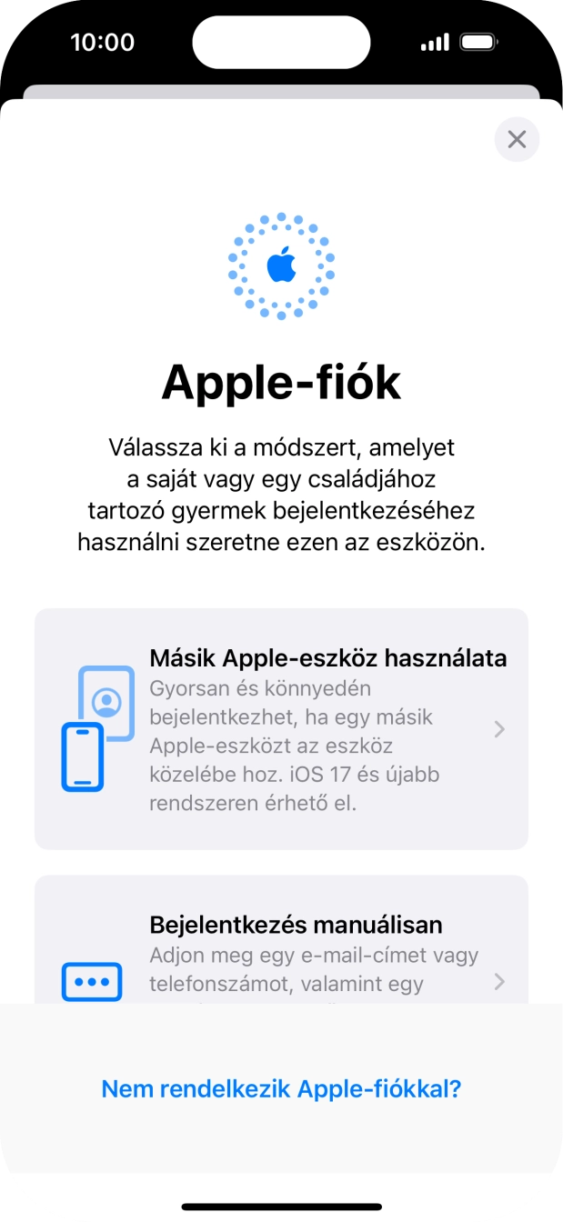 Válaszd a Bejelentkezés manuálisan lehetőséget.