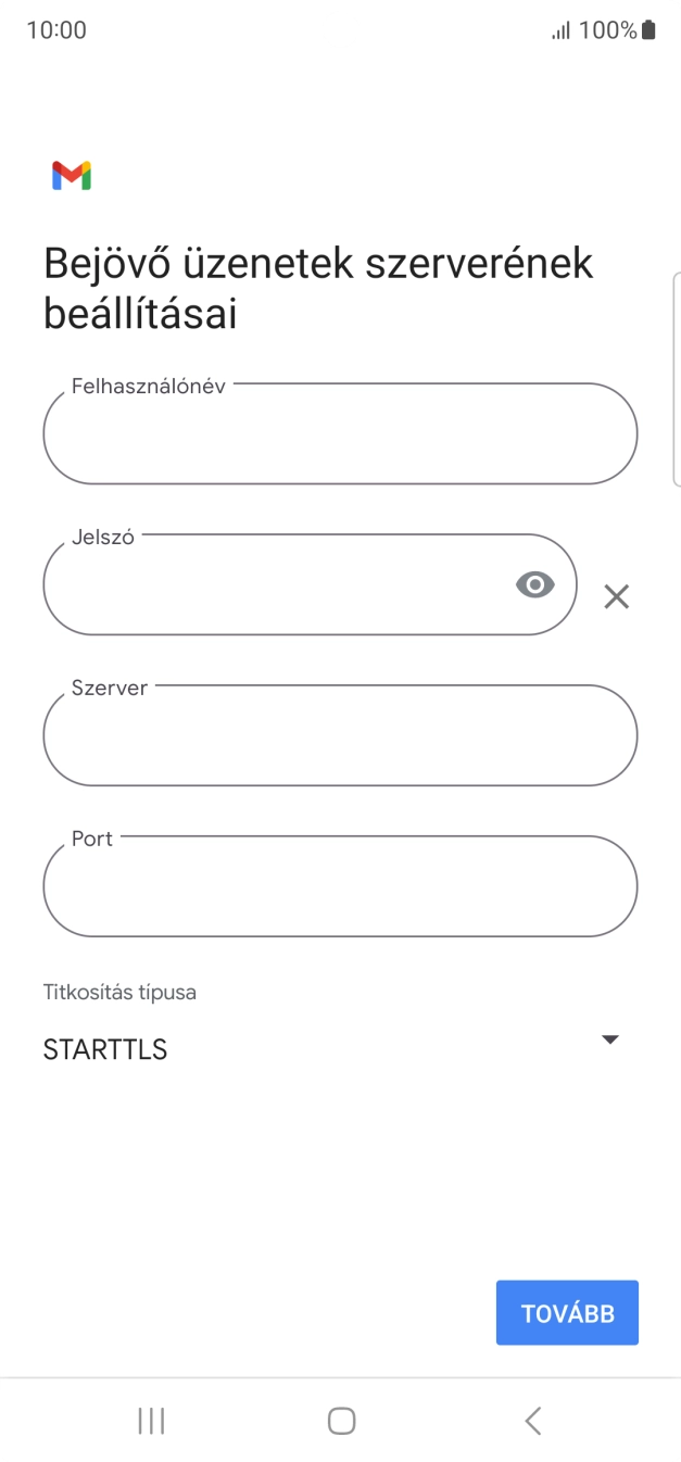 Kattints a „Felhasználónév” alatti mezőre, és írd be az e-mail-fiókodhoz tartozó felhasználónevet.