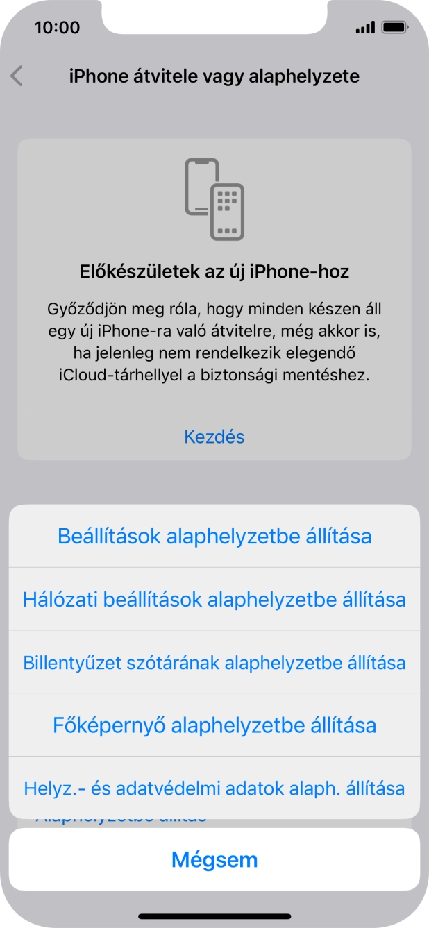 Válaszd a Beállítások alaphelyzetbe állítása lehetőséget. Válaszd a Beállítások alaphelyzetbe állítása lehetőséget.