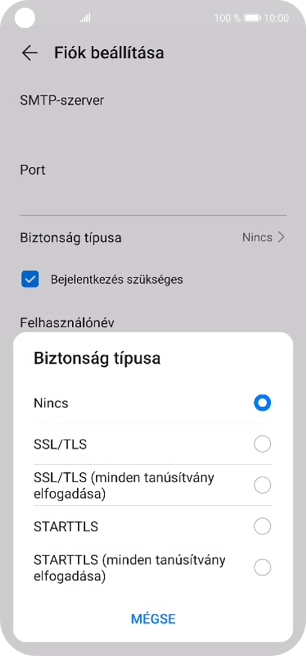 Válaszd a Nincs lehetőséget.