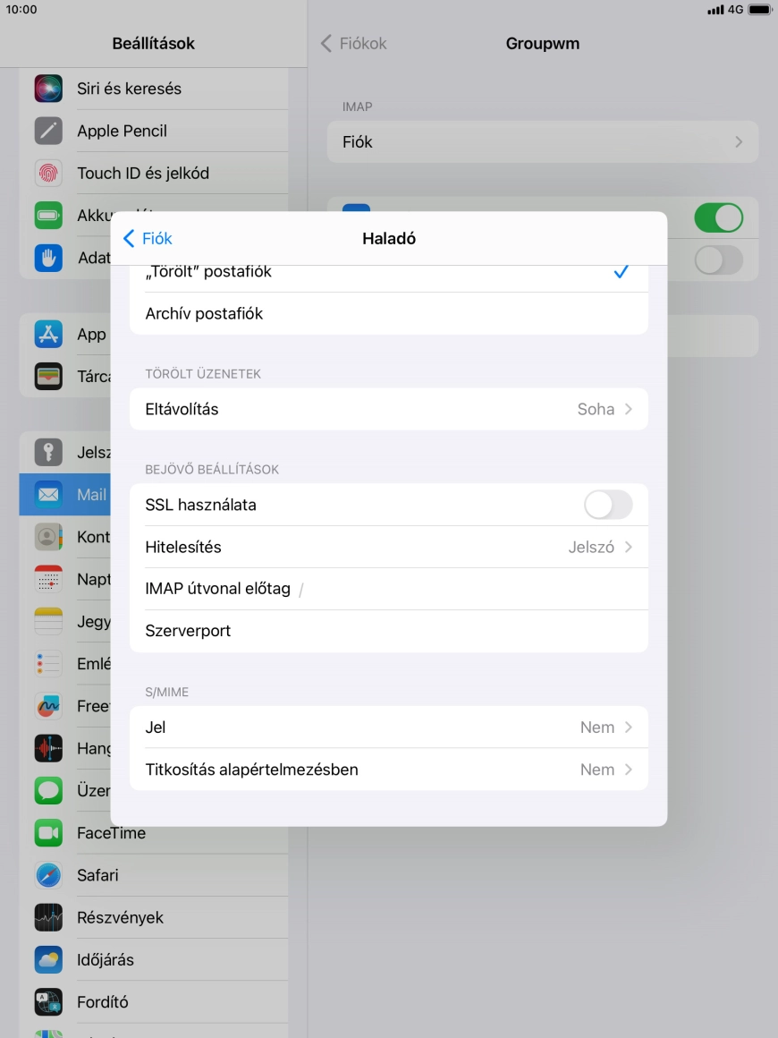 Kattints az „SSL használata” melletti csúszkára a funkció bekapcsolásához.