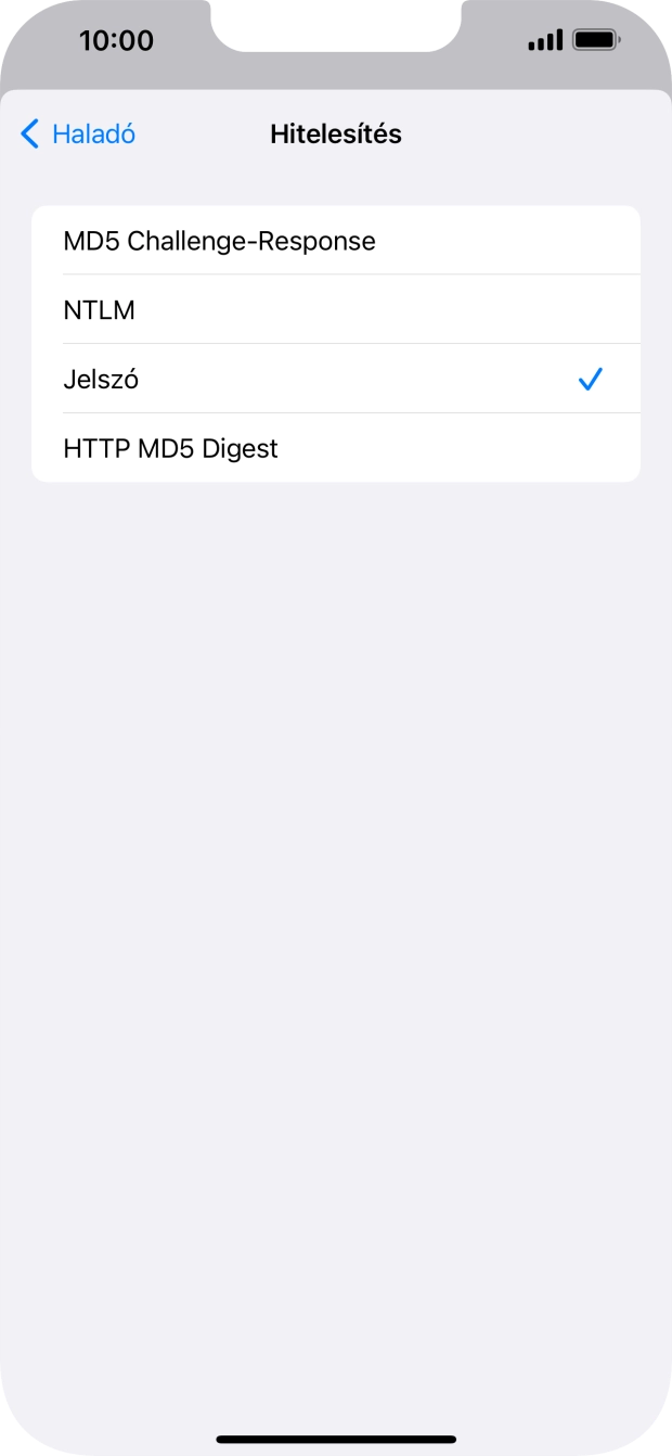 Válaszd a Jelszó lehetőséget.