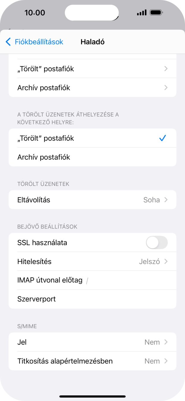 Kattints az „SSL használata” melletti csúszkára a funkció bekapcsolásához.