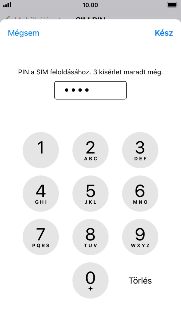 Írd be a PIN-kódod, és válaszd a Kész lehetőséget.