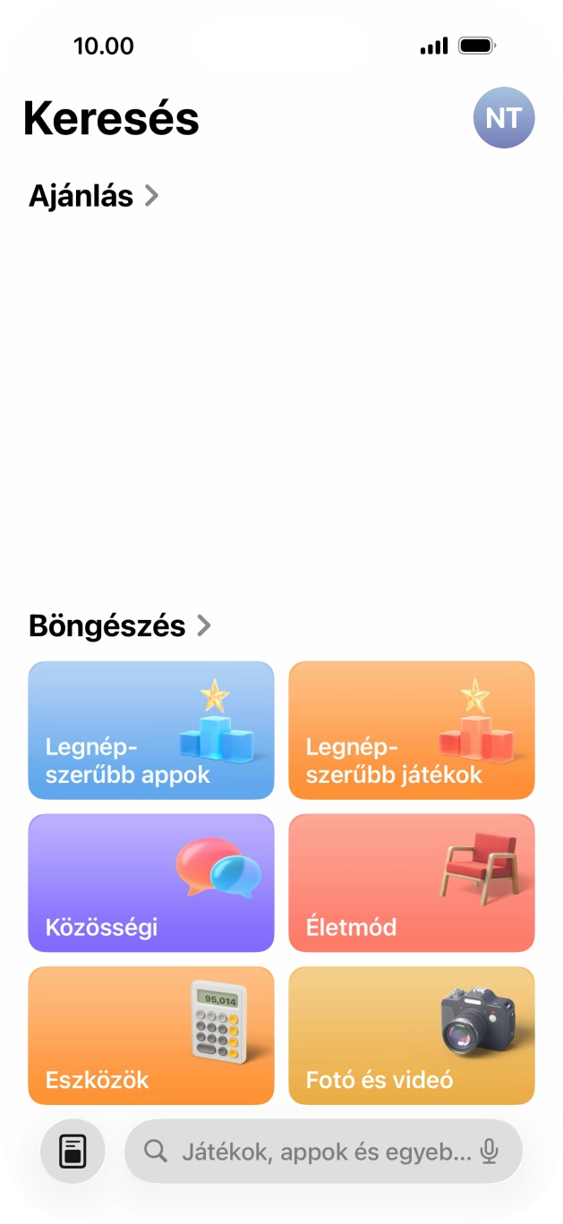 Kattints a keresés mezőre, és írd be a keresett alkalmazás nevét vagy tárgykörét.