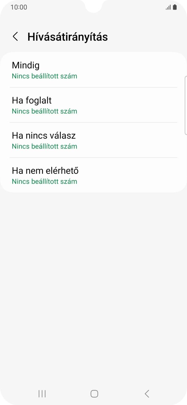 Kattints a kívánt hívásátirányítás-típusra.