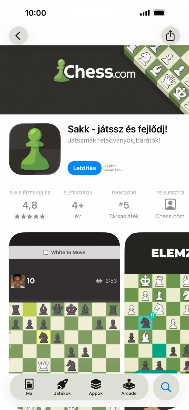 Válaszd a Letöltés lehetőséget, és kövesd a képernyőn megjelenő utasításokat az alkalmazás telepítéséhez. Válaszd a Letöltés lehetőséget, és kövesd a képernyőn megjelenő utasításokat az alkalmazás telepítéséhez.