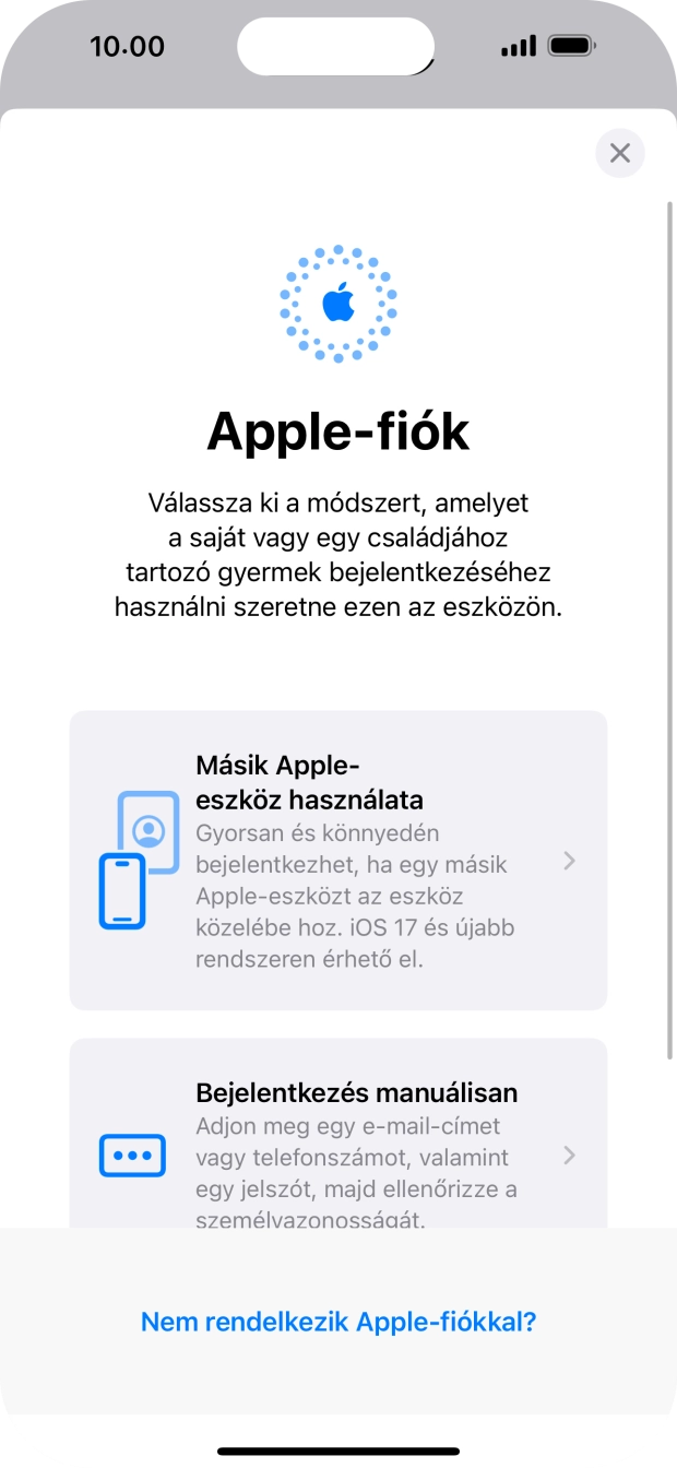 Válaszd a Bejelentkezés manuálisan lehetőséget.