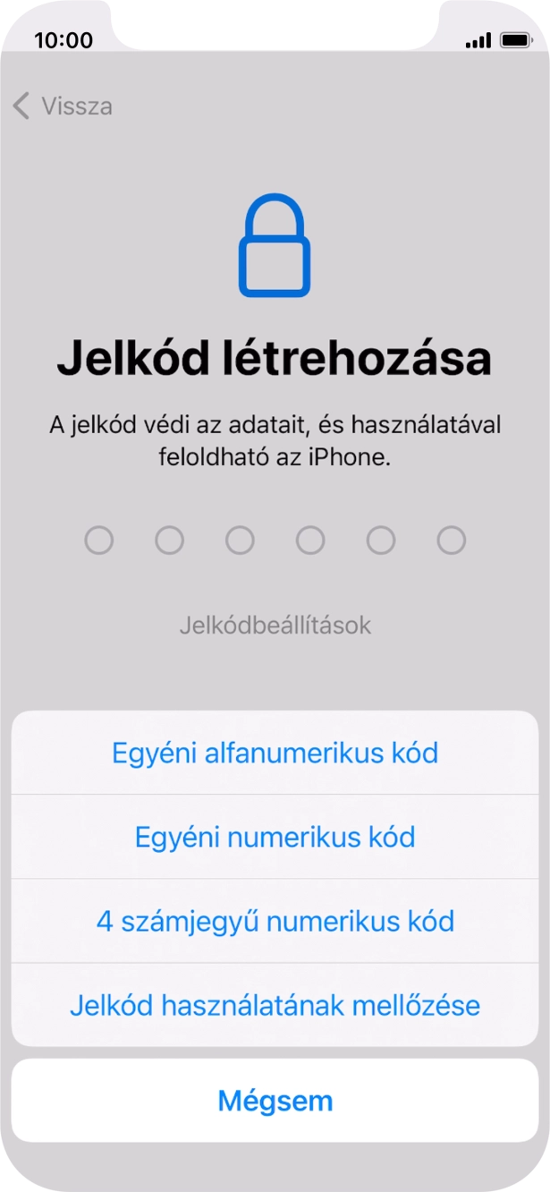 A képernyőzár használatának bekapcsolásához kövesd a képernyőn megjelenő utasításokat, vagy válaszd a Jelkód használatának mellőzése lehetőséget.
