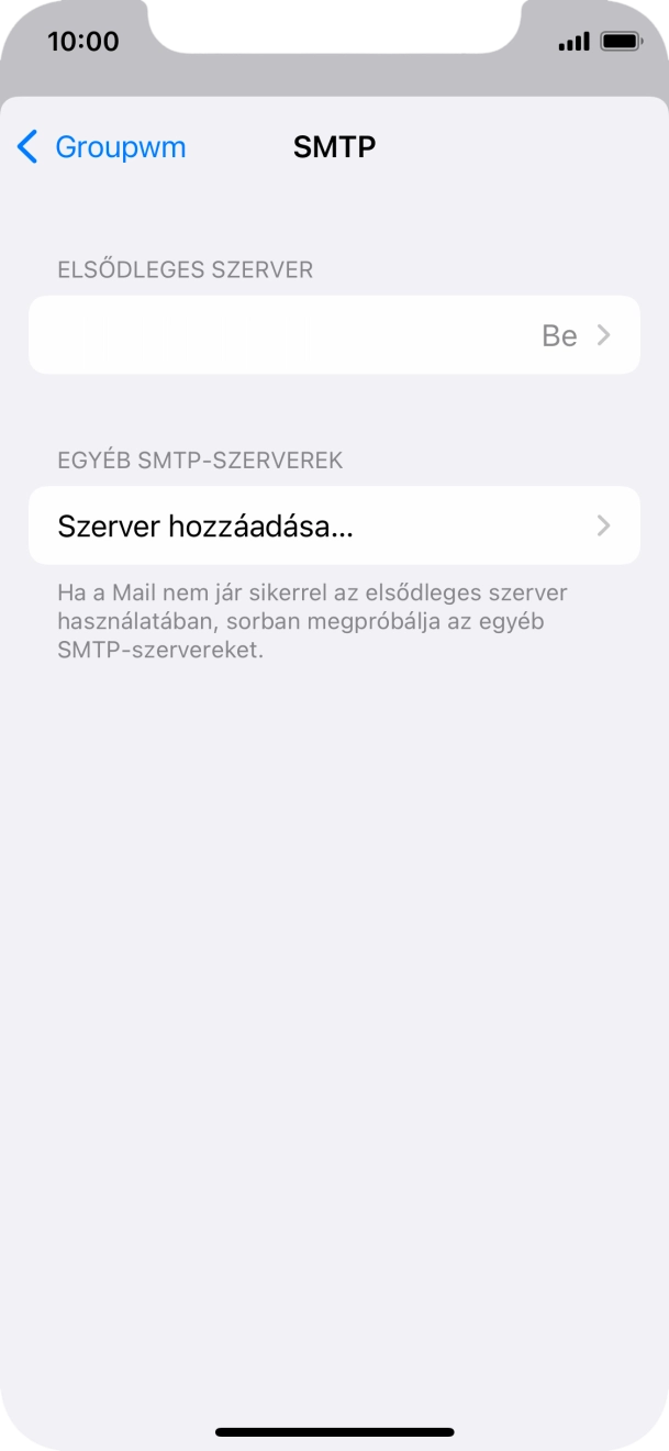 Kattints az „ELSŐDLEGES SZERVER” alatti mezőre.