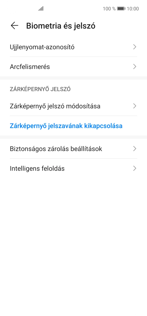 Válaszd a Zárképernyő jelszavának kikapcsolása lehetőséget.