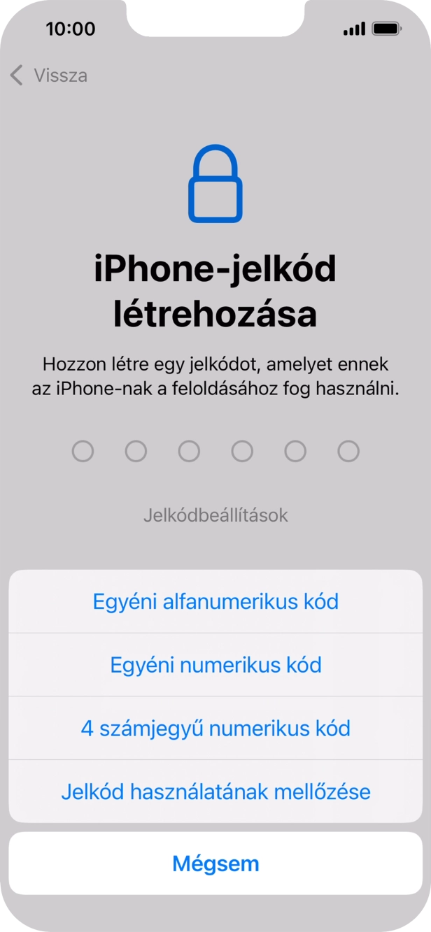 A képernyőzár használatának bekapcsolásához kövesd a képernyőn megjelenő utasításokat, vagy válaszd a Jelkód használatának mellőzése lehetőséget. A képernyőzár használatának bekapcsolásához kövesd a képernyőn megjelenő utasításokat, vagy válaszd a Jelkód használatának mellőzése lehetőséget.