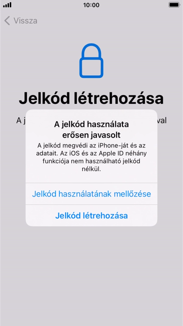 Ha kikapcsolod a funkciót, válaszd a Jelkód használatának mellőzése lehetőséget.