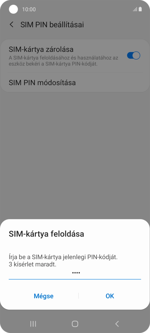 Írd be a PIN-kódot, és válaszd az OK lehetőséget.