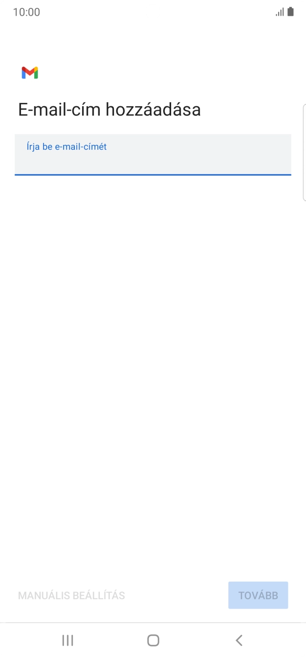 Kattints az „Írja be e-mail-címét” alatti mezőre, és írd be az e-mail címedet.