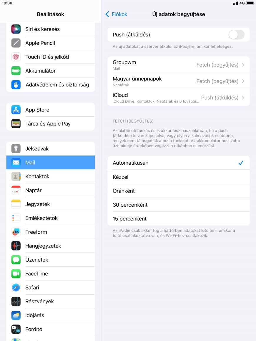 Ha kikapcsolod a funkciót, válaszd a kívánt beállítást.