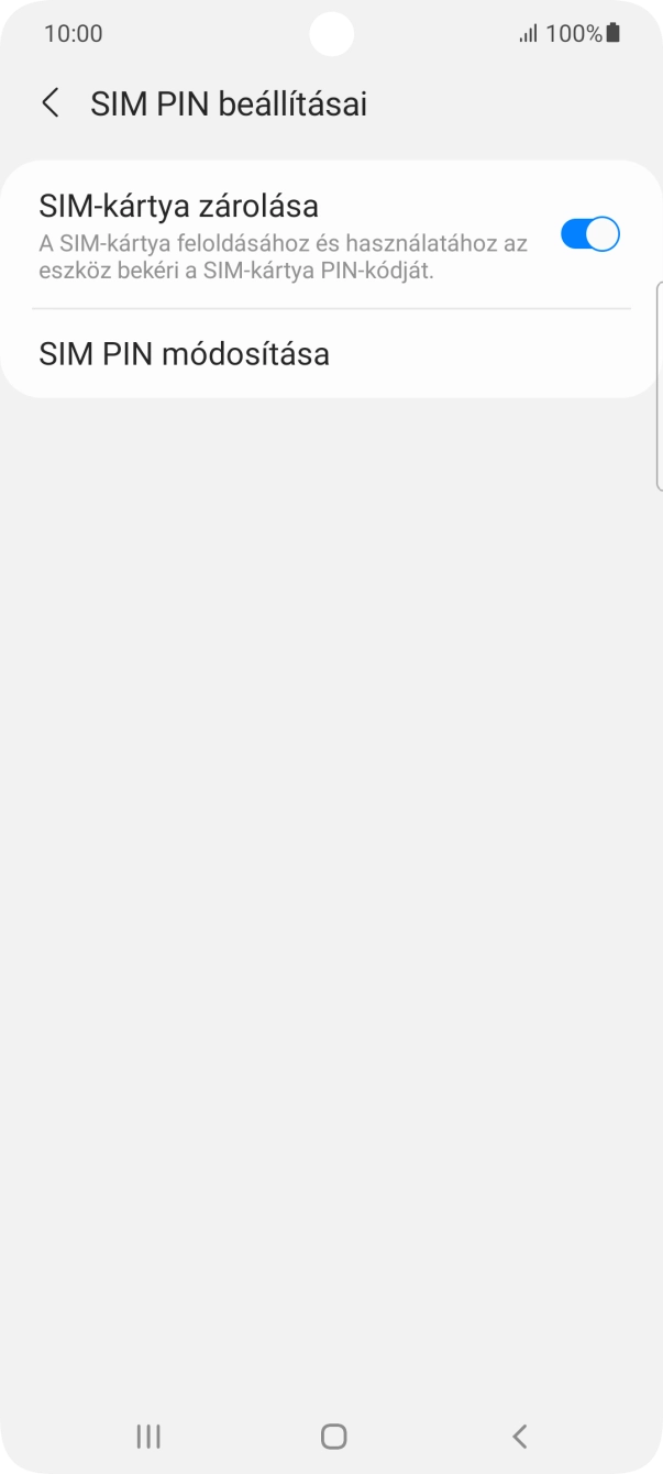 Kattints a „SIM-kártya zárolása” melletti csúszkára a funkció be- vagy kikapcsolásához. Kattints a „SIM-kártya zárolása” melletti csúszkára a funkció be- vagy kikapcsolásához.