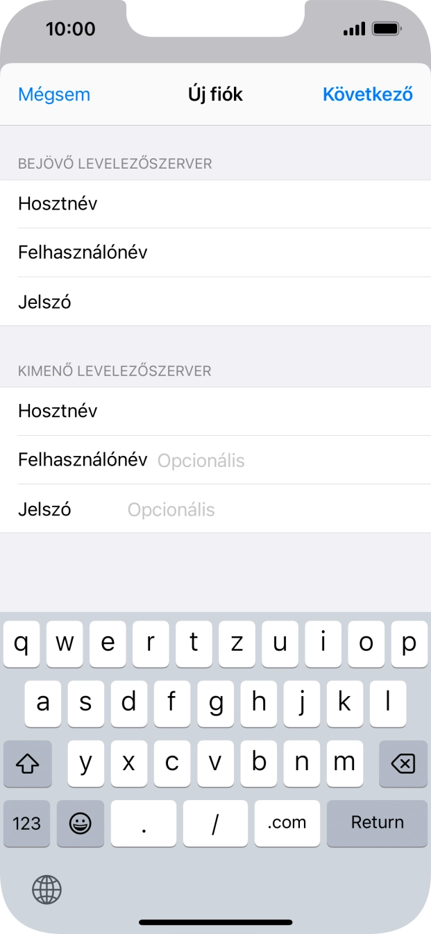 Kattints a Felhasználónév mezőre, és írd be az e-mail-fiókodhoz tartozó felhasználónevet.