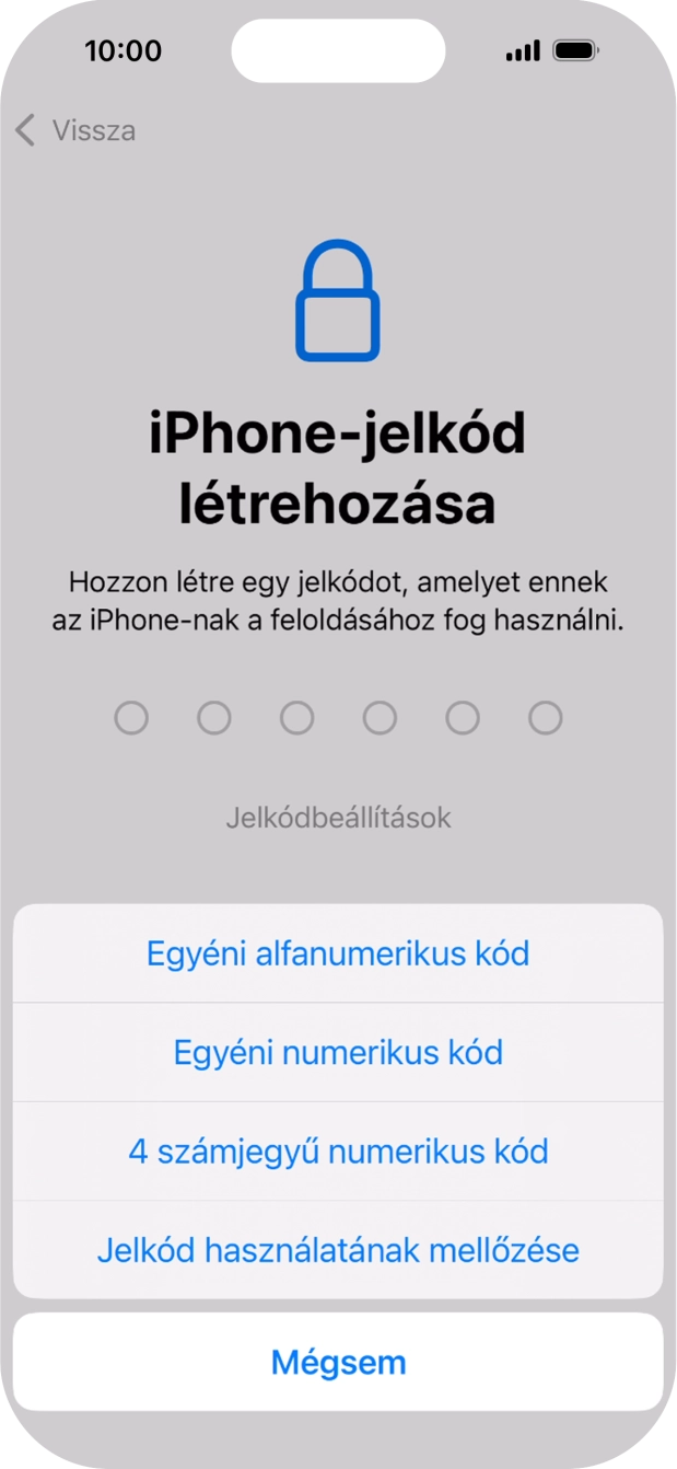 A képernyőzár használatának bekapcsolásához kövesd a képernyőn megjelenő utasításokat, vagy válaszd a Jelkód használatának mellőzése lehetőséget.