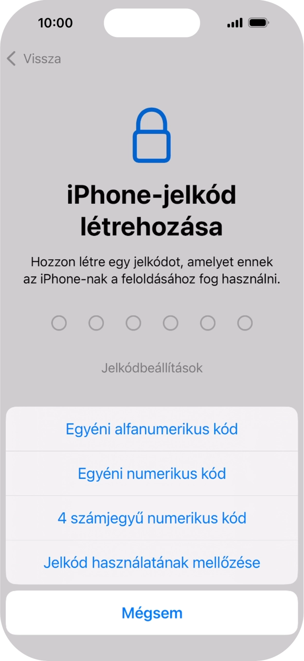 A képernyőzár használatának bekapcsolásához kövesd a képernyőn megjelenő utasításokat, vagy válaszd a Jelkód használatának mellőzése lehetőséget.