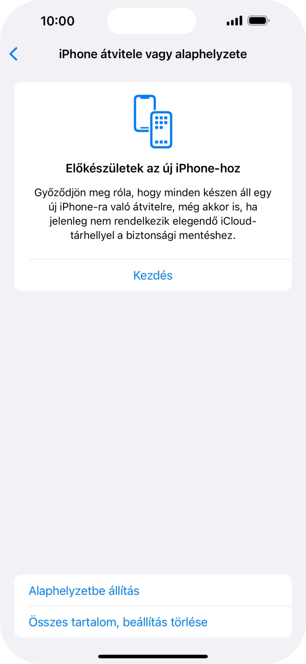 Válaszd az Alaphelyzetbe állítás lehetőséget.