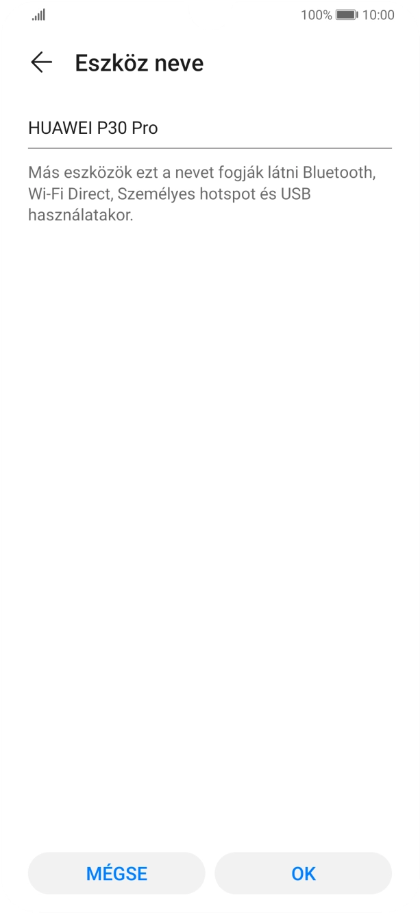 Írd be a kívánt Wi-Fi hotspot nevét és válaszd az OK lehetőséget.
