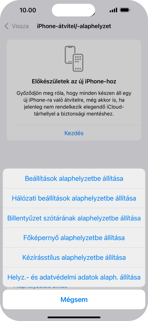 Válaszd a Beállítások alaphelyzetbe állítása lehetőséget. Válaszd a Beállítások alaphelyzetbe állítása lehetőséget.