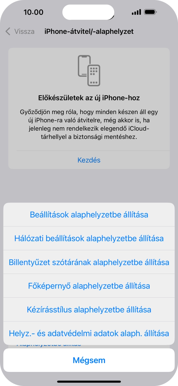 Válaszd a Beállítások alaphelyzetbe állítása lehetőséget. Válaszd a Beállítások alaphelyzetbe állítása lehetőséget.