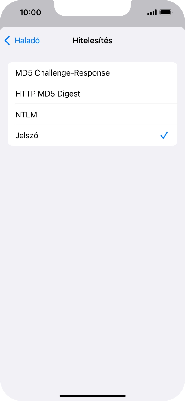 Válaszd a Jelszó lehetőséget.