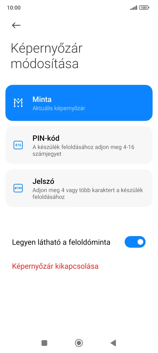 Válaszd a Képernyőzár kikapcsolása lehetőséget, és írd be az extra képernyőzárkódot, amit korábban már beállítottál.