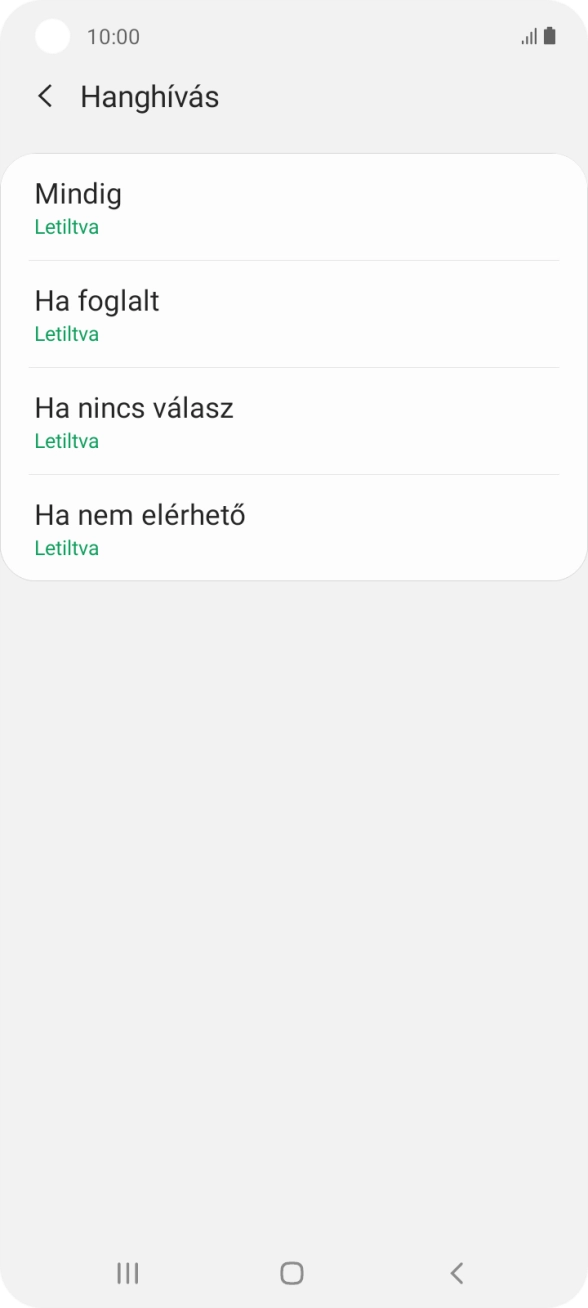 Kattints a kívánt hívásátirányítás-típusra. Kattints a kívánt hívásátirányítás-típusra.