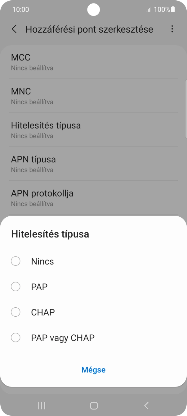 Válaszd a PAP lehetőséget.