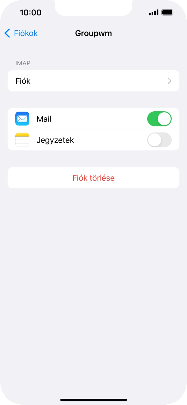 Válaszd a Fiók lehetőséget.