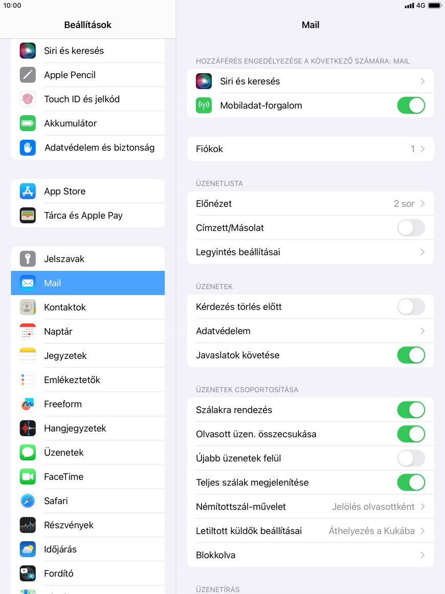 Válaszd a Fiókok lehetőséget.