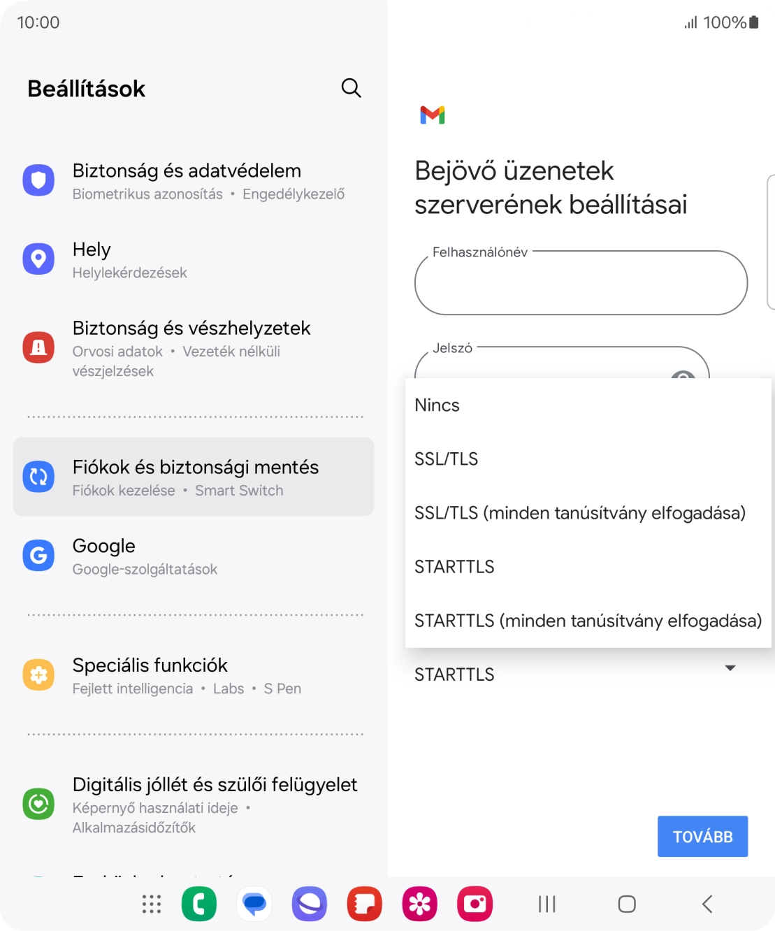 Válaszd az SSL/TLS lehetőséget.