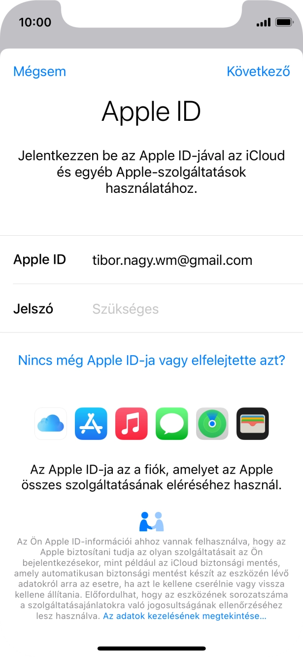 Kattints a „Jelszó” melletti mezőre, és írd be az Apple ID-d jelszavát.