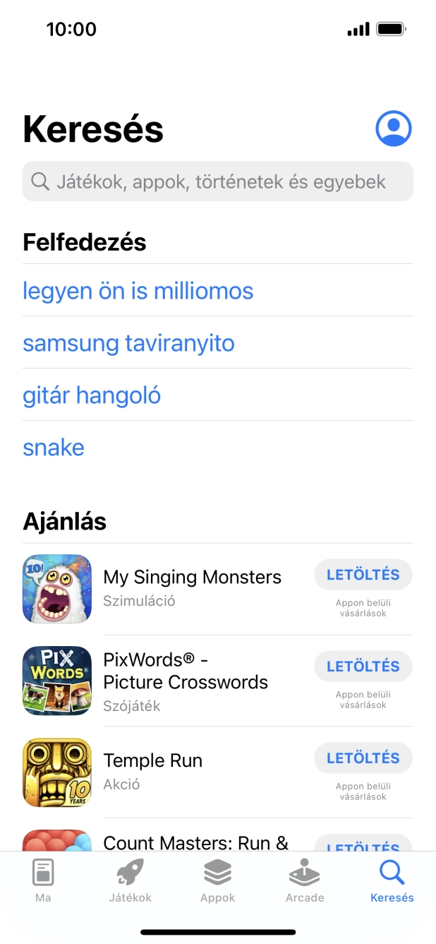 Kattints a keresés mezőre, és írd be a keresett alkalmazás nevét vagy tárgykörét.