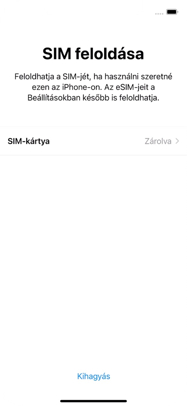 Válaszd a SIM-kártya lehetőséget. Válaszd a SIM-kártya lehetőséget.