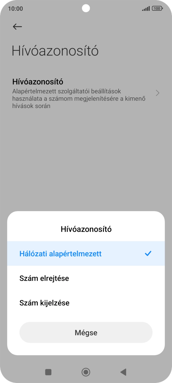 Válaszd a Szám kijelzése lehetőséget a hívószámküldés bekapcsolásához.