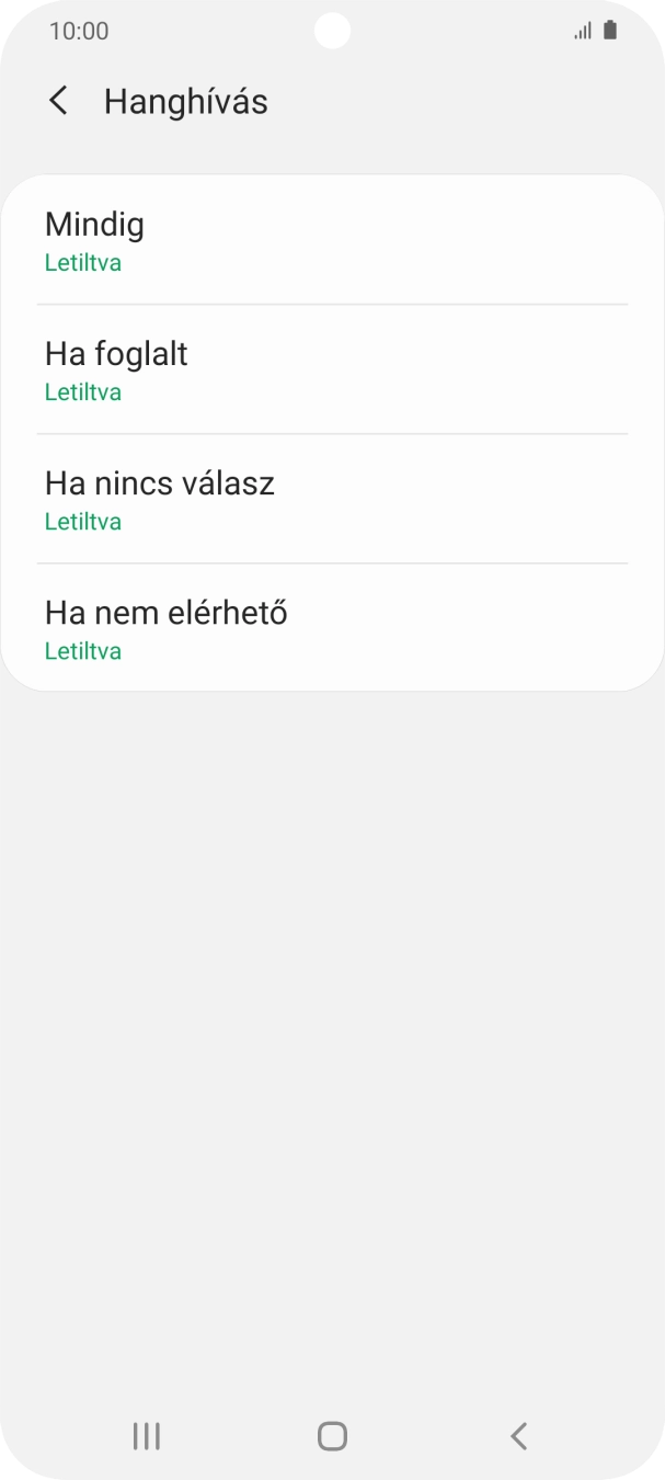 Kattints a kívánt hívásátirányítás-típusra.