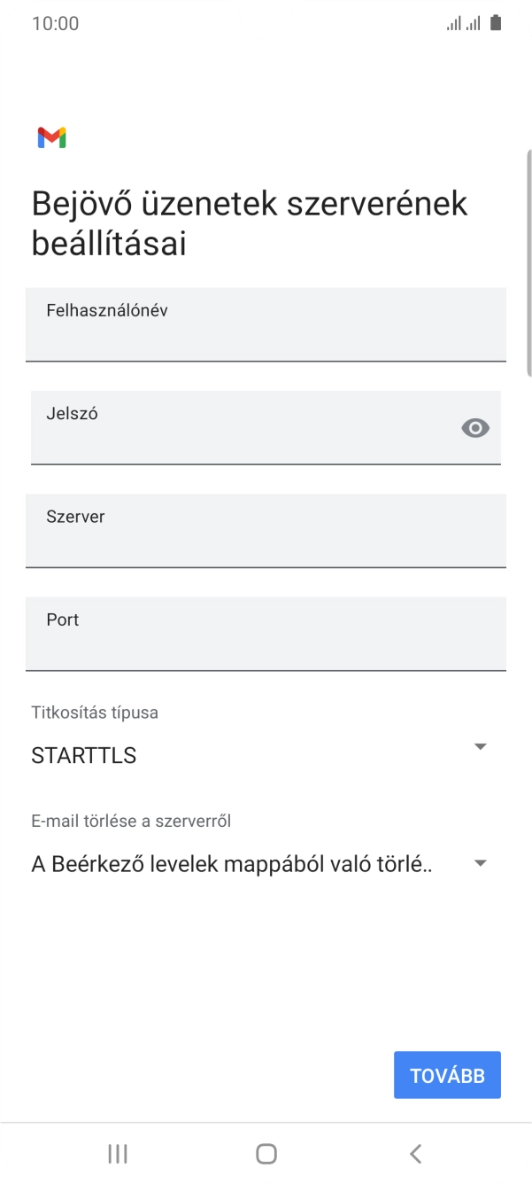 Kattints a „Felhasználónév” alatti mezőre, és írd be az e-mail-fiókodhoz tartozó felhasználónevet.