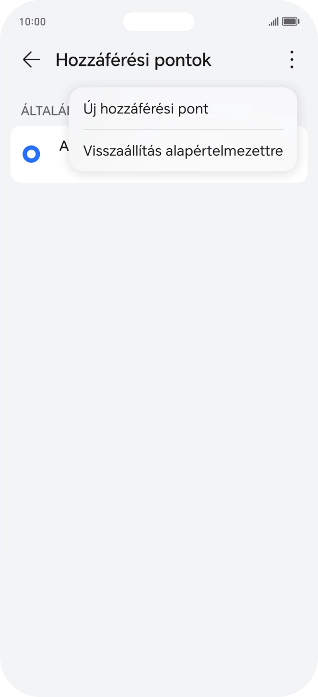 Válaszd az Új hozzáférési pont lehetőséget. Válaszd az Új hozzáférési pont lehetőséget.